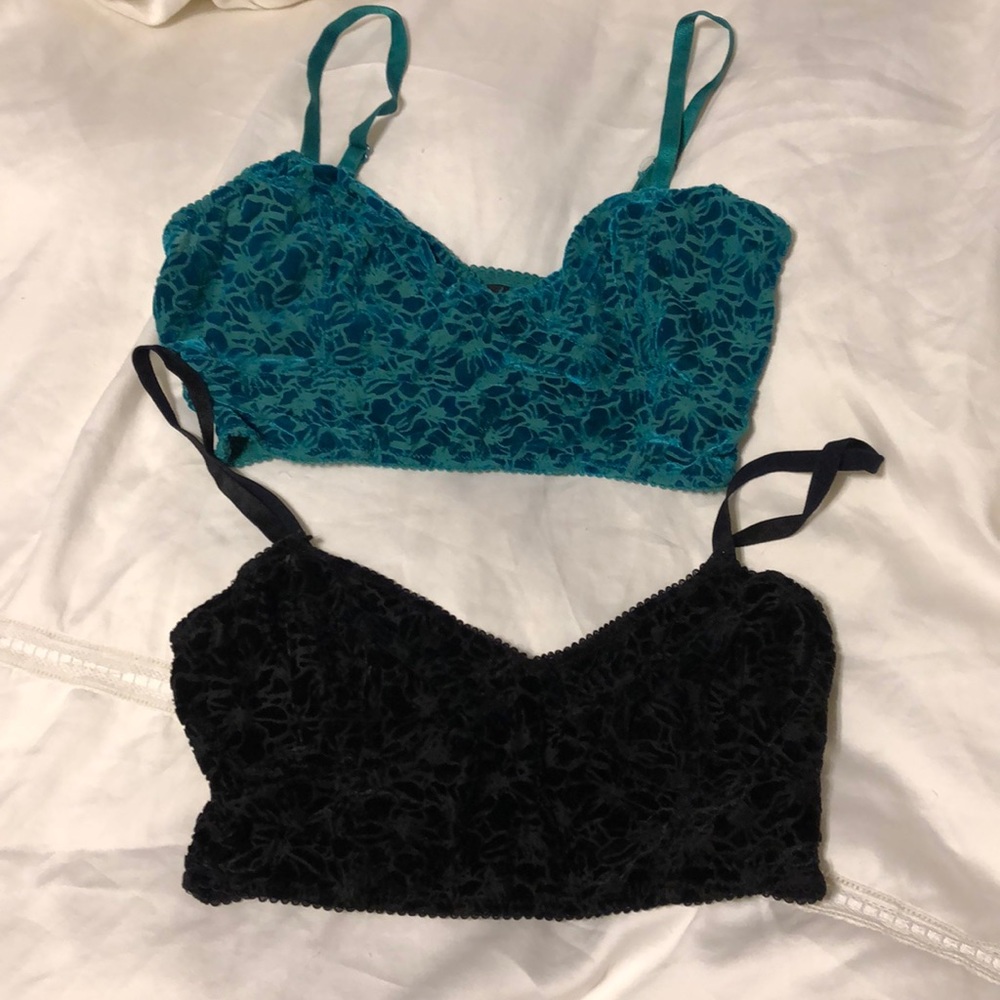 2 pac sun velvet bralettes